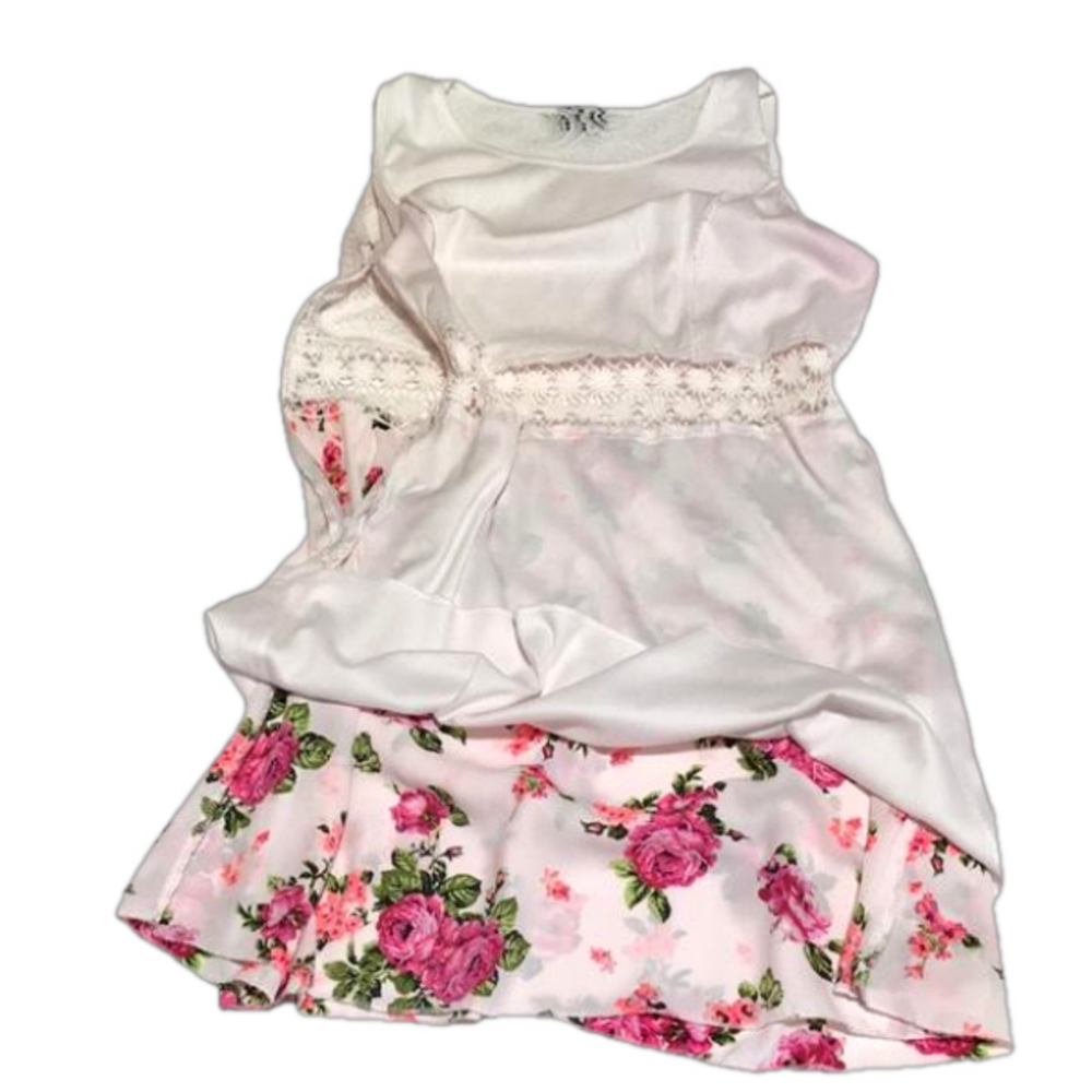 RUE21 Creamy White Cut Out Lace Top w/Pink Floral Silky Bottom Sundress—Sz XL - Picture 6 of 16